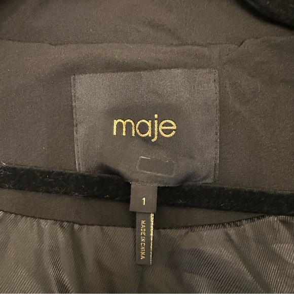 Maje Faux Shearling Padded Quilted Jacket Coat Colorblock Hoodie Sz 1 Oversized - Picture 8 of 16